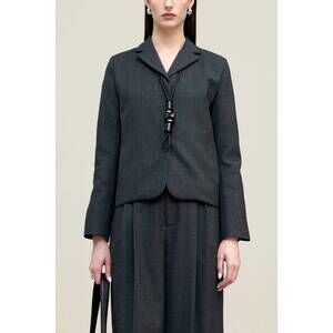 NEW KALLMEYER iman shrunken blazer in navy houndstooth